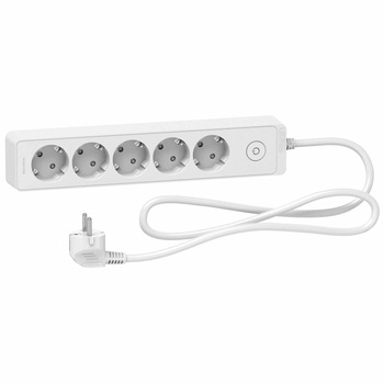Prelungitor Schneider Unica SCH-ST9451W, cu intrerupator, 5 prize, protectie copii, cablu 3x1.5mmp, 1.5m, Alb Prelungitor Schneider Unica SCH-ST9451W, cu intrerupator, 5 prize, protectie copii, cablu 3x1.5mmp, 1.5m, Alb