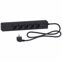 Prelungitor Schneider Unica ST945U1B, cu intrerupator, 2xUSB 5V 2.4A, 5 prize, protectie copii, 1.5m, Antracit