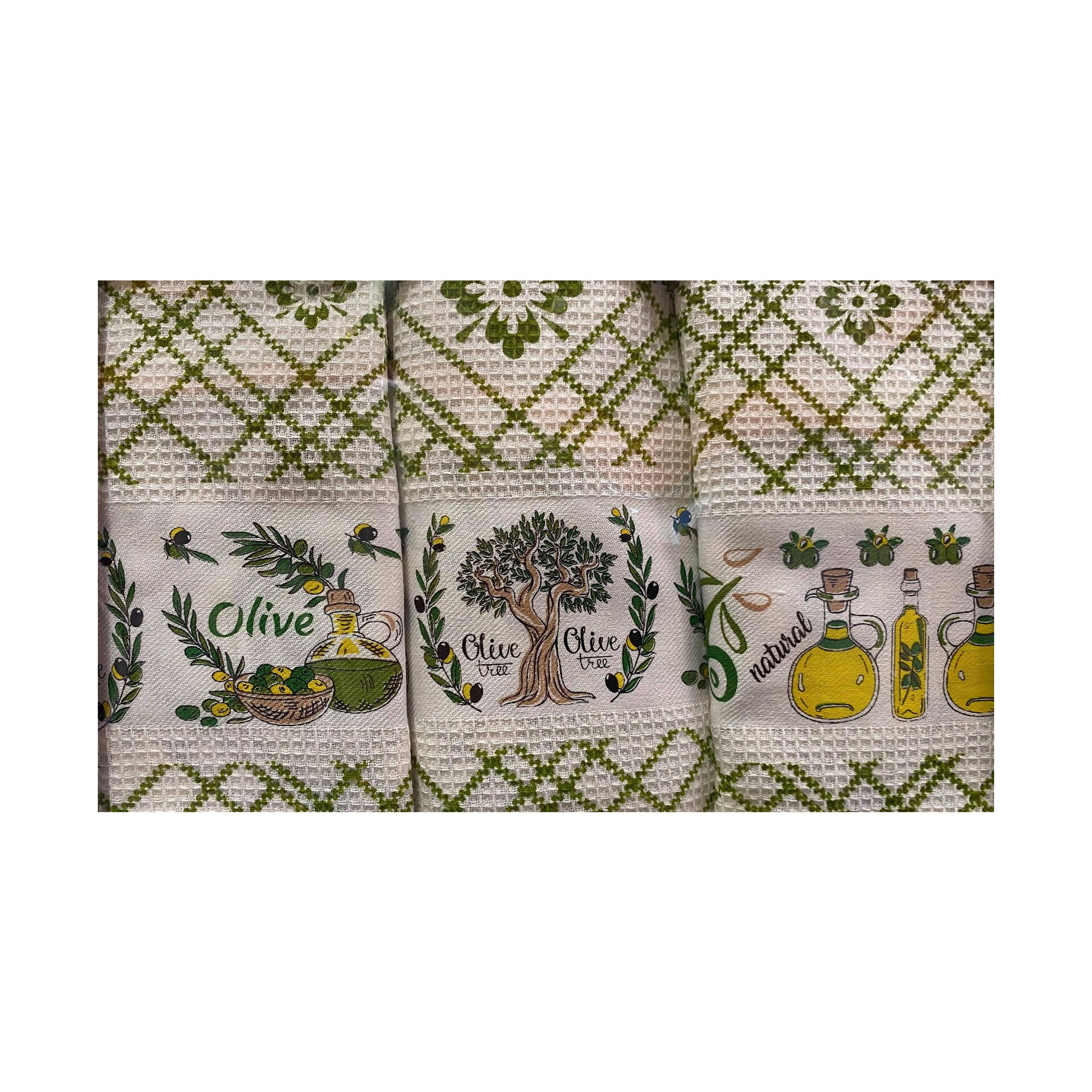 Set 3 prosoape de bucatarie , Meteor Olive , la cutie 40 x 60