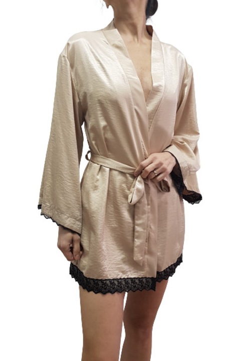 Halat satin,3 piese personalizabil ,Anna Vazzolla, Bej