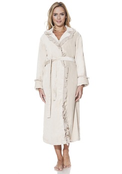 Halat dama, Luisa Moretti, LMS-2062, bambus/bumbac, maro, marimea 34/36 - S Halat dama, Luisa Moretti, LMS-2062, bambus/bumbac, maro, marimea 34/36 - S