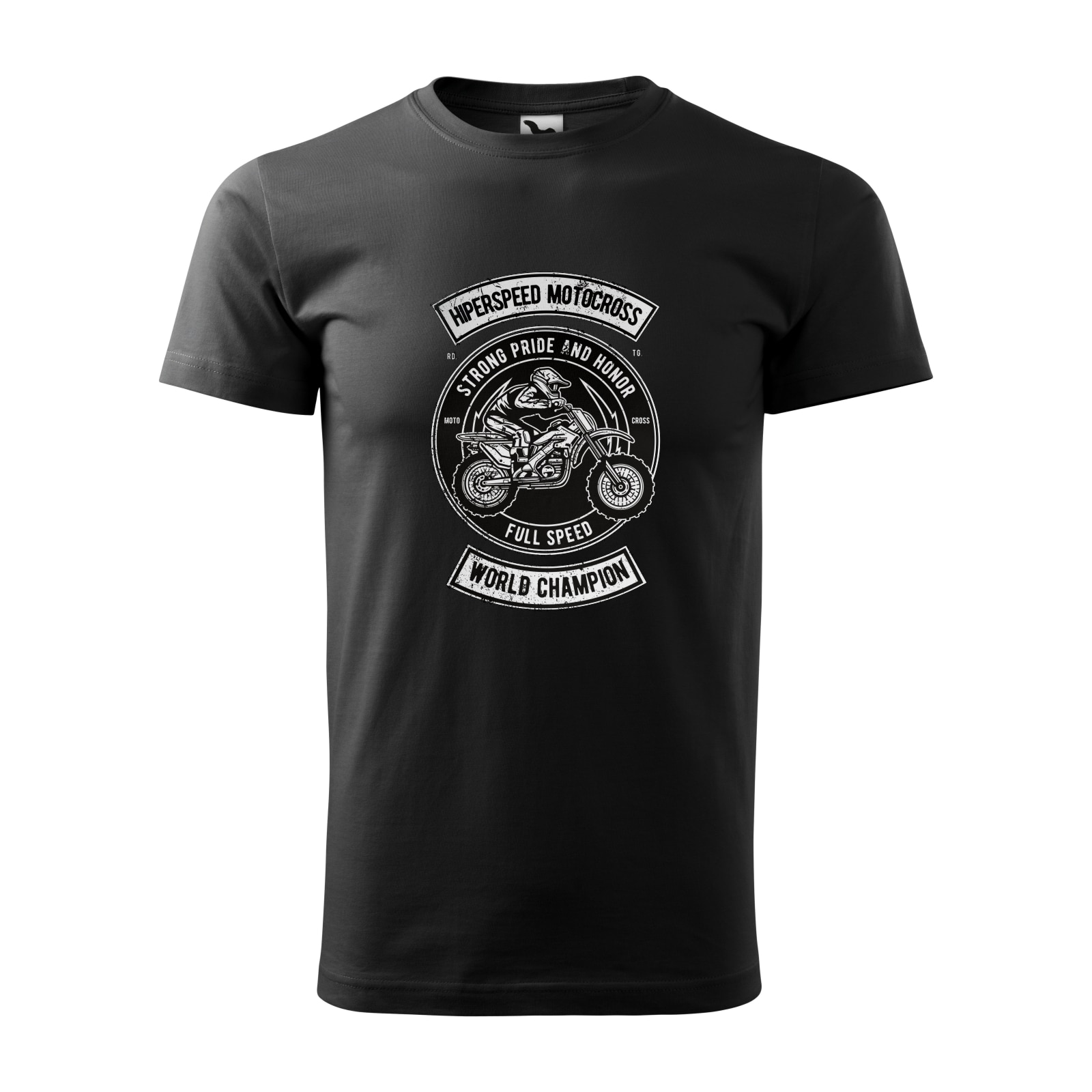 Tricou negru barbati, idee de cadou, pentru motociclisti enduro, Hiperspeed Motocross, marime XL
