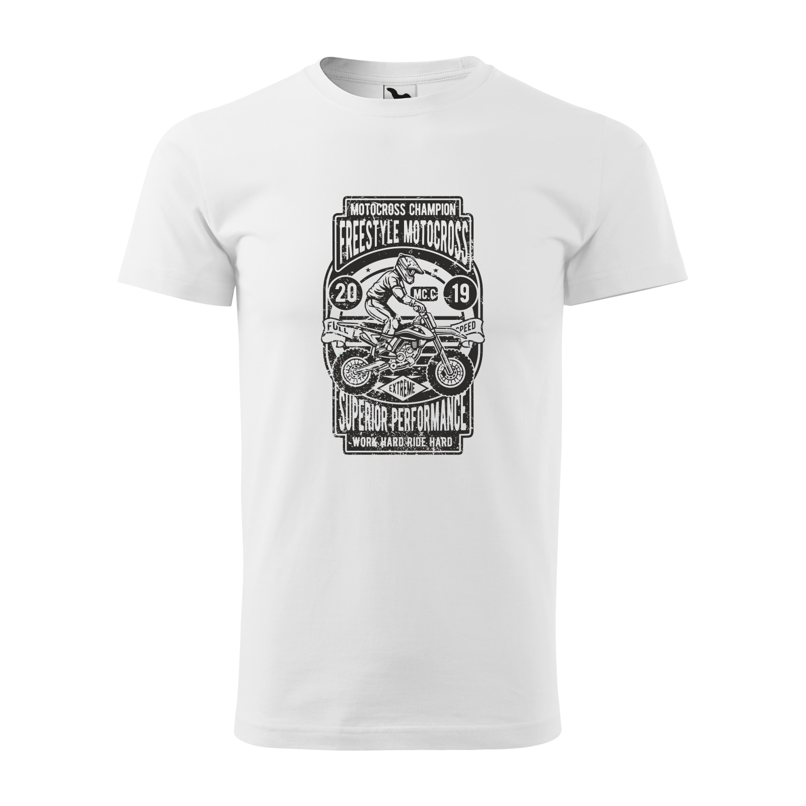 Tricou alb barbati, idee de cadou, pentru motociclisti enduro, Freestyle Motocross Performance, marime XS