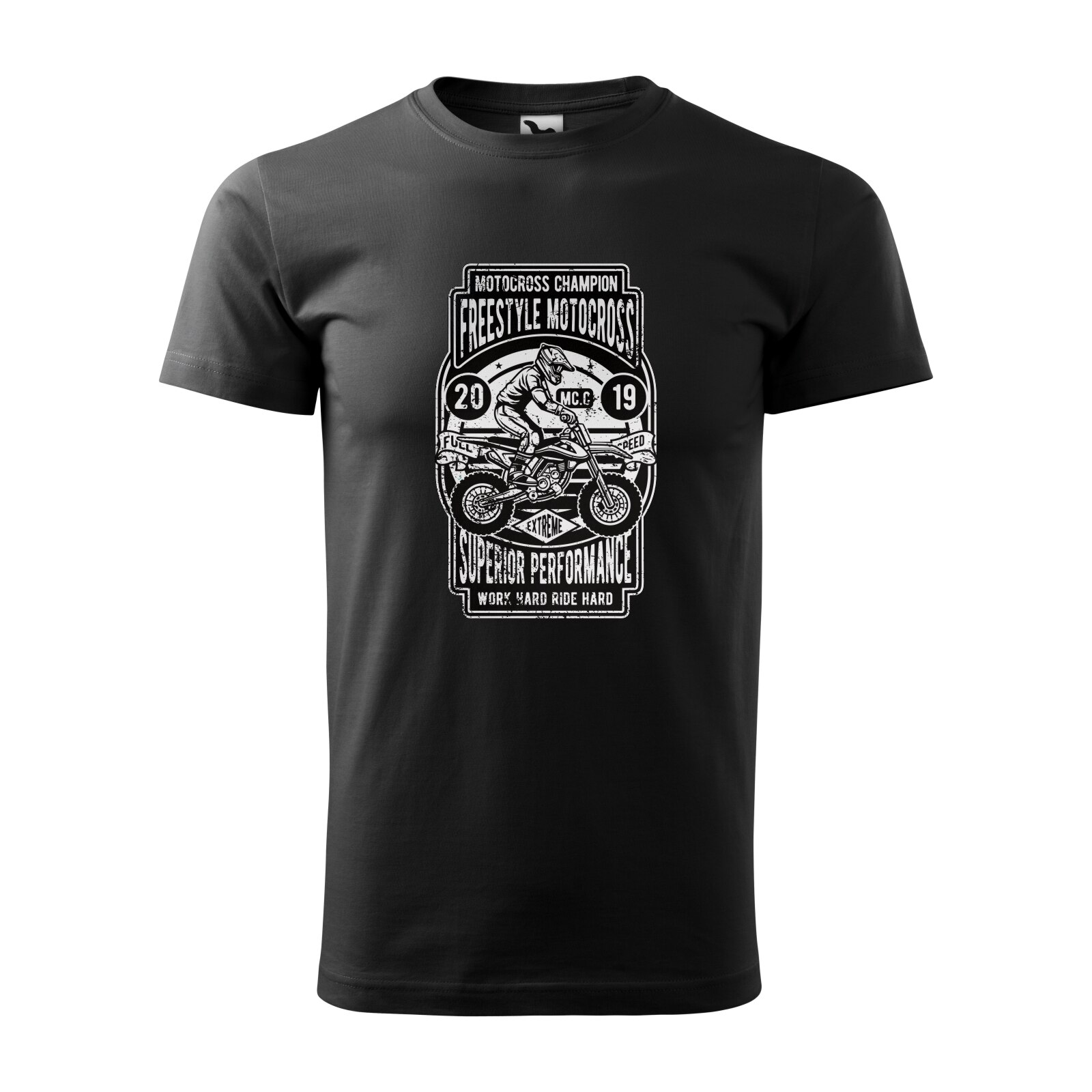Tricou negru barbati, idee de cadou, pentru motociclisti enduro, Freestyle Motocross Performance, marime M