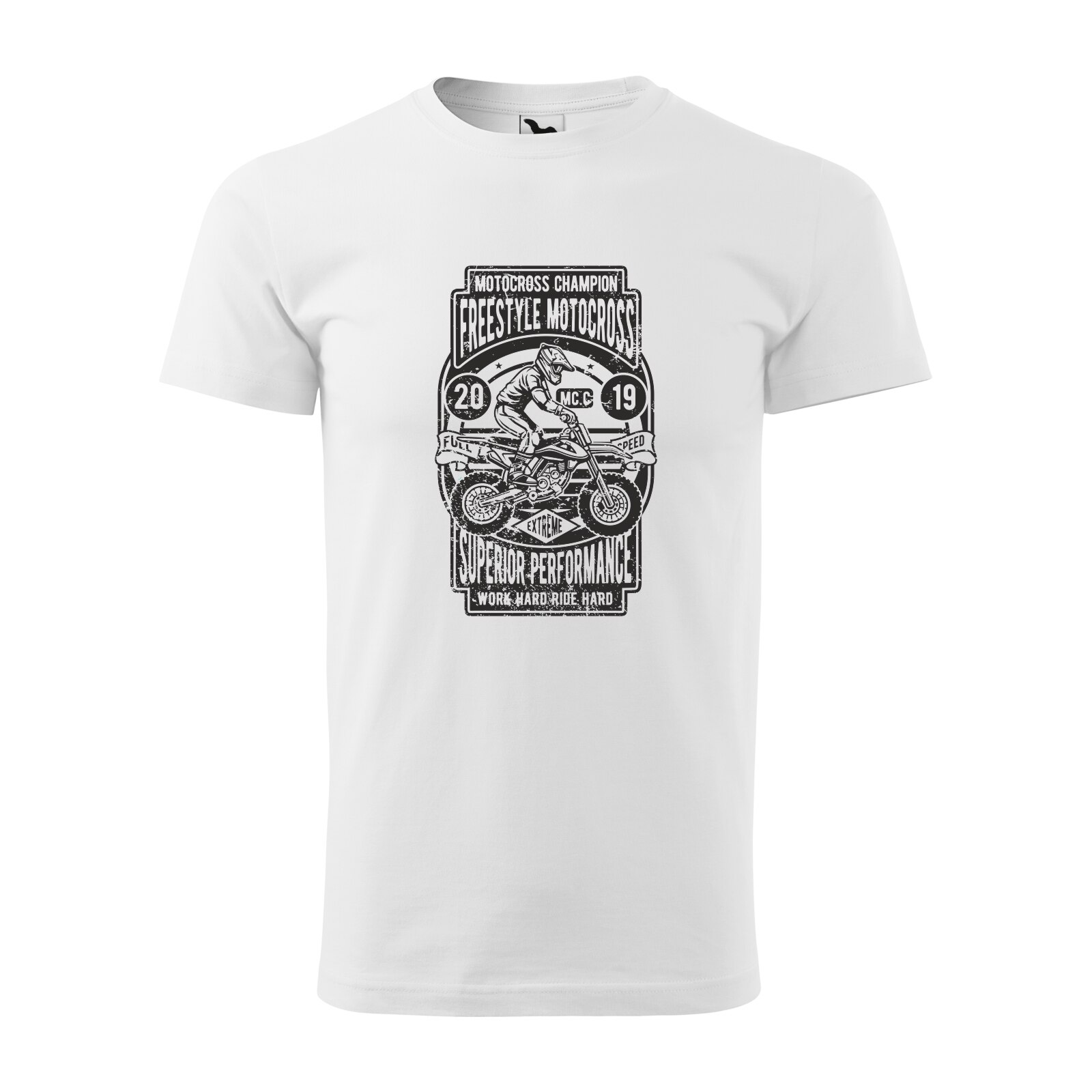 Tricou alb barbati, idee de cadou, pentru motociclisti enduro, Freestyle Motocross Performance, marime L