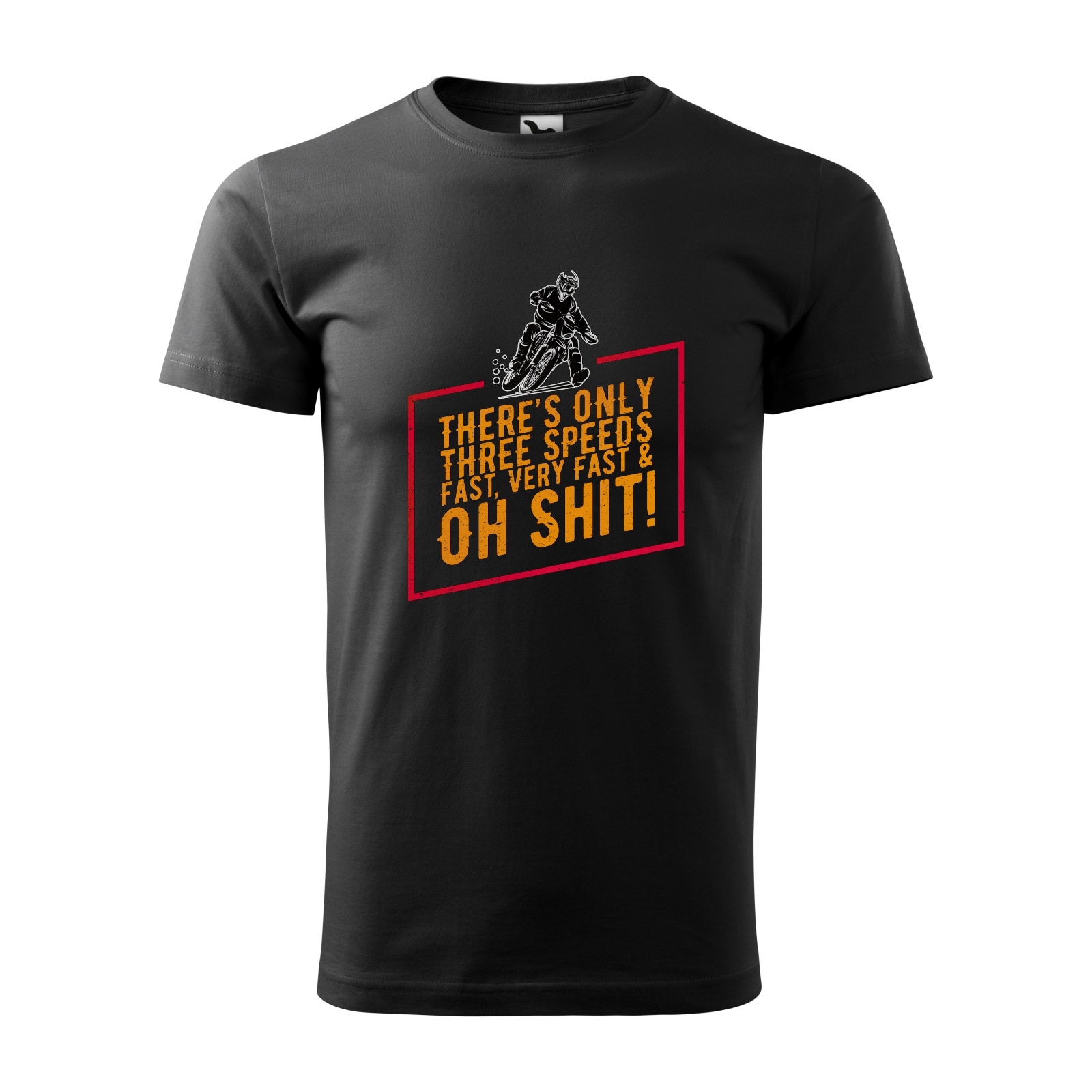 Tricou negru barbati, idee de cadou, pentru motociclisti enduro, There Are Only Three Speeds, marime S