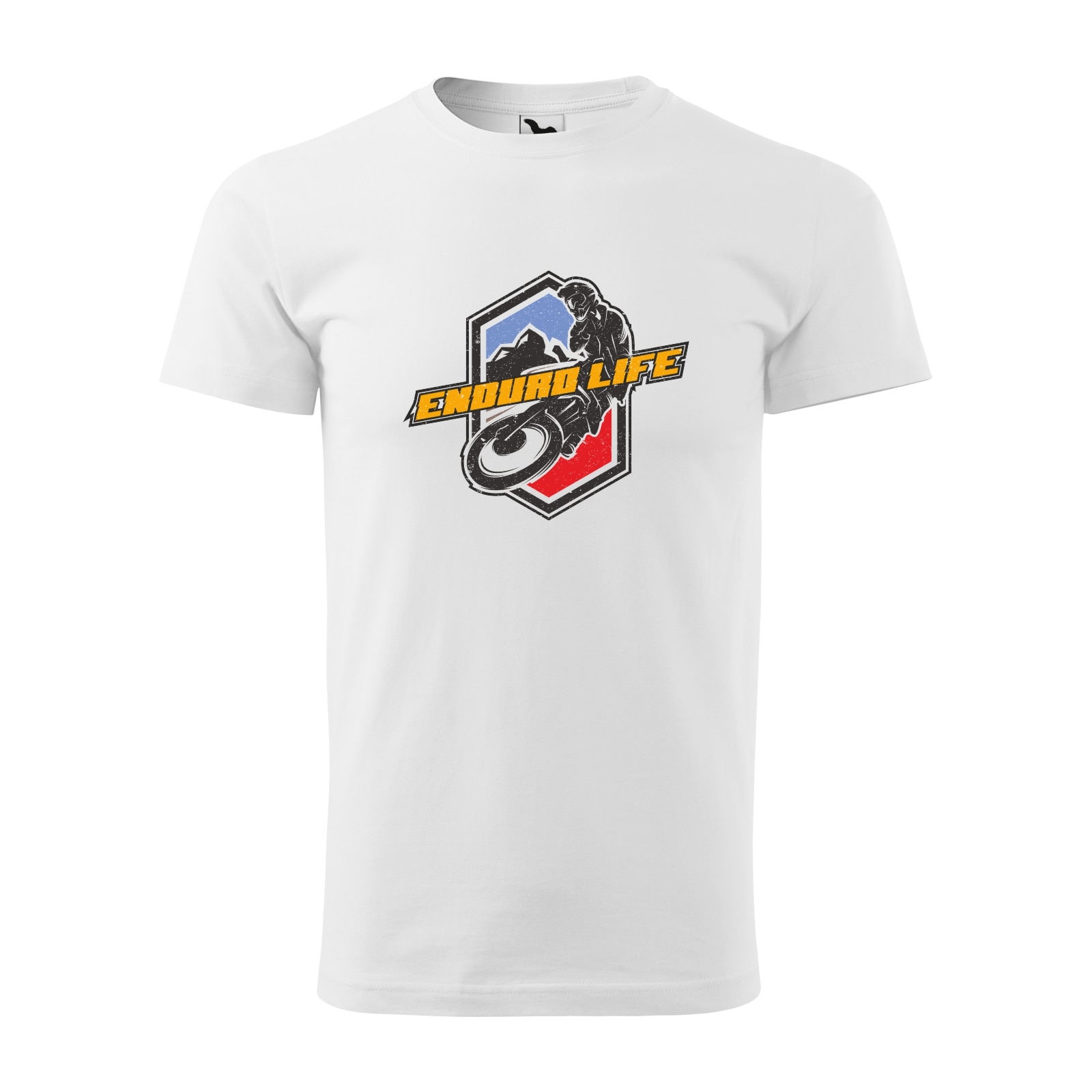 Tricou alb barbati, idee de cadou, pentru motociclisti enduro, Enduro Life Shield, marime M