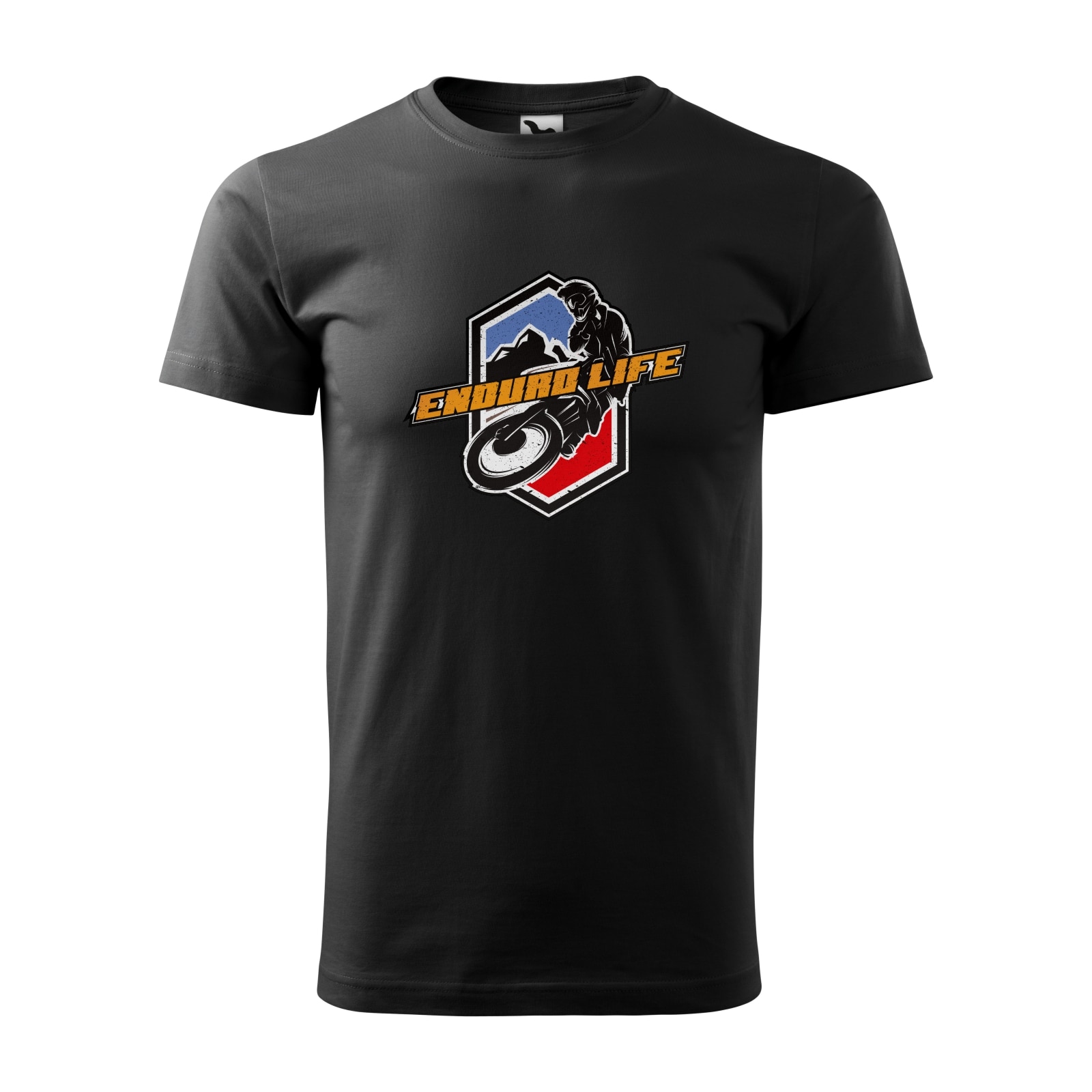 Tricou negru barbati, idee de cadou, pentru motociclisti enduro, Enduro Life Shield, marime M