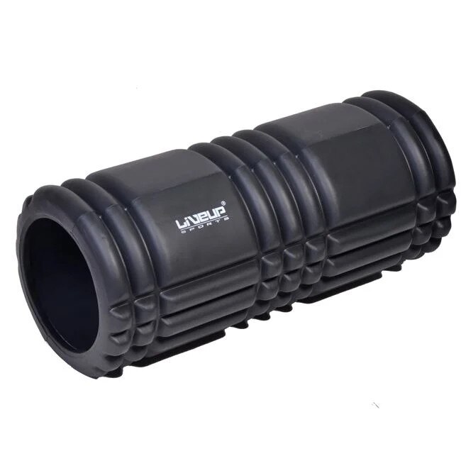 Rola pentru stretching din spuma, LiveUp Sport, 33x14 cm, negru