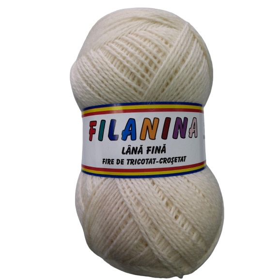 フィランダ他アラナ　セット Fir tricotat, Filanina, Alb natur, Lana 100%, 400 m/100g - eMAG.ro