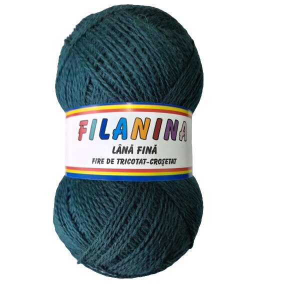Fir tricotat, Filanina, Verde inchis, Lana 100%, 400 m/100g