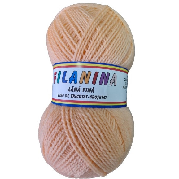 Fir tricotat, Filanina, Piersica, Lana 100%, 400 m/100g