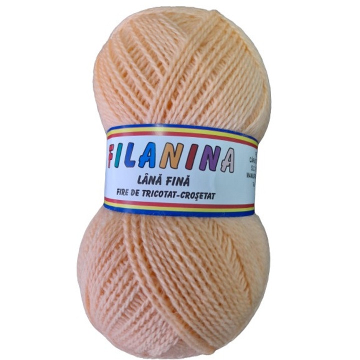 Fir tricotat, Filanina, Piersica, Lana 100%, 400 m/100g