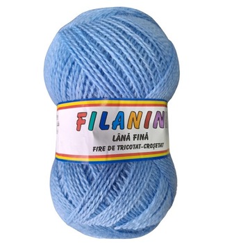 Fir tricotat, Filanina, Bleu, Lana 100%, 400 m/100g Fir tricotat, Filanina, Bleu, Lana 100%, 400 m/100g
