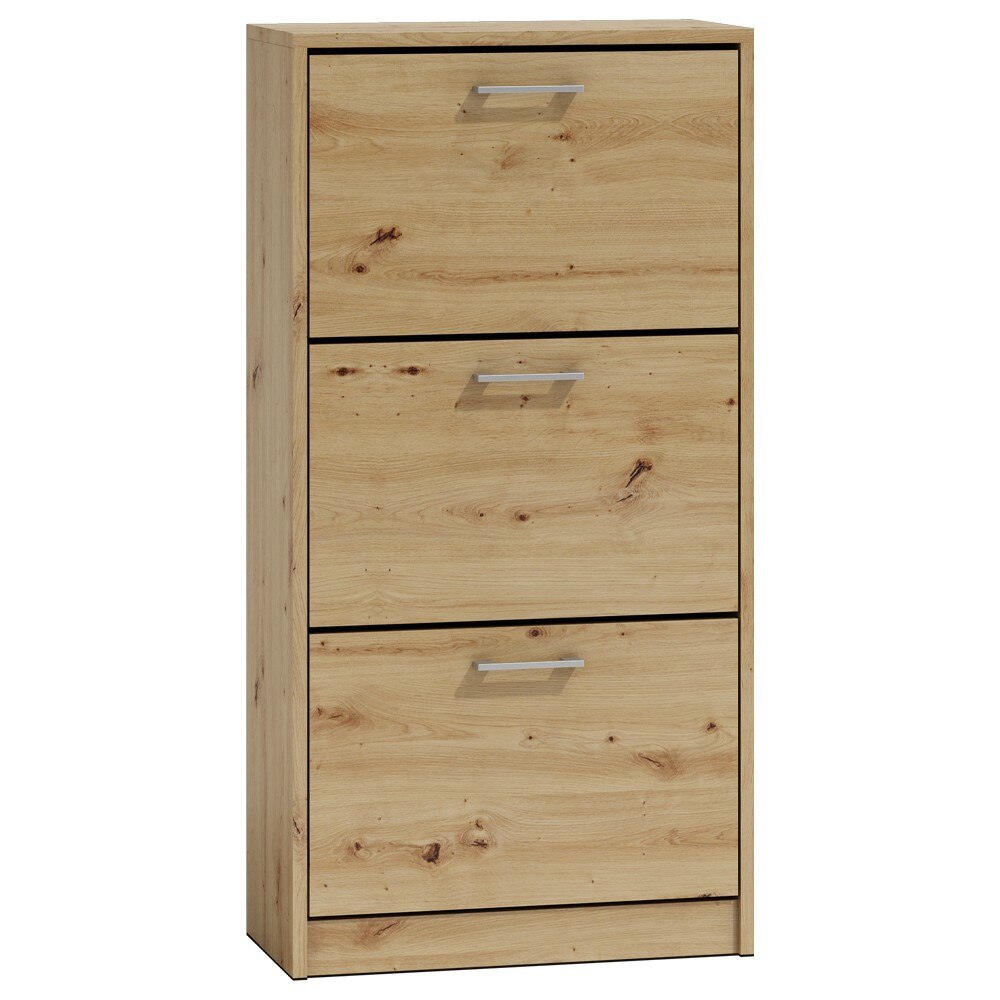 Dulap pantofi cu 3 usi Shannan Paula, 60x28x116, stejar