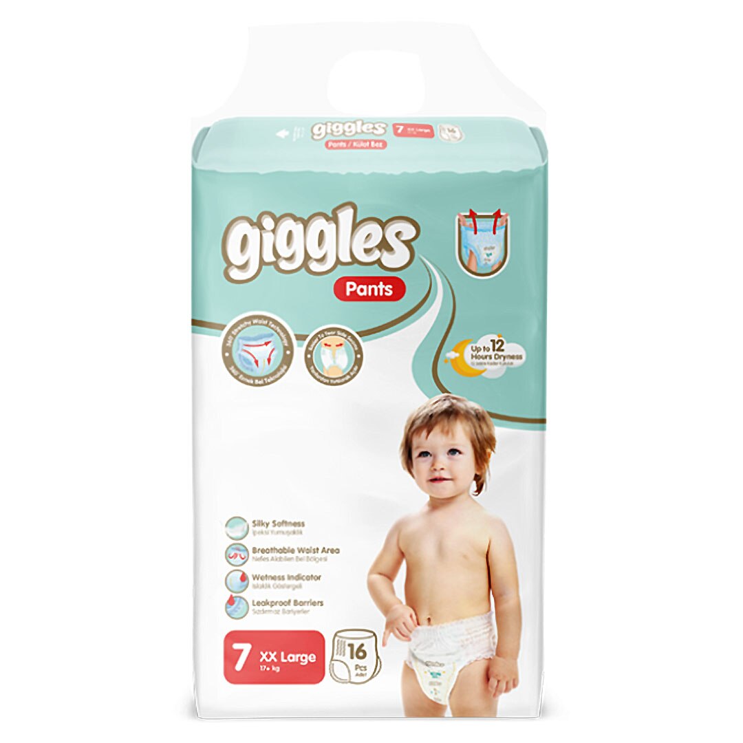 Scutece-chilotel Giggles Pants, marimea 7 XXL, 16 buc, 17+ kg
