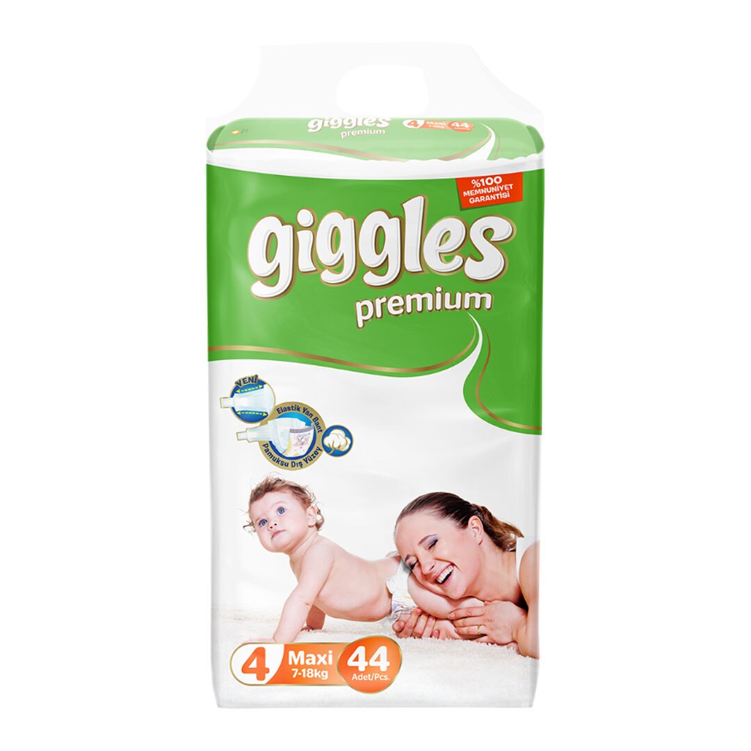 Scutece Giggles Premium, marimea 4 Maxi, 7-18 kg, 44 buc, pachet Economic
