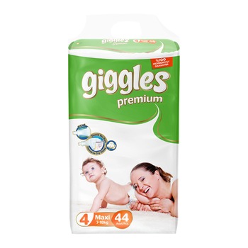 Scutece Giggles Premium, marimea 4 Maxi, 7-18 kg, 44 buc, pachet Economic Scutece Giggles Premium, marimea 4 Maxi, 7-18 kg, 44 buc, pachet Economic