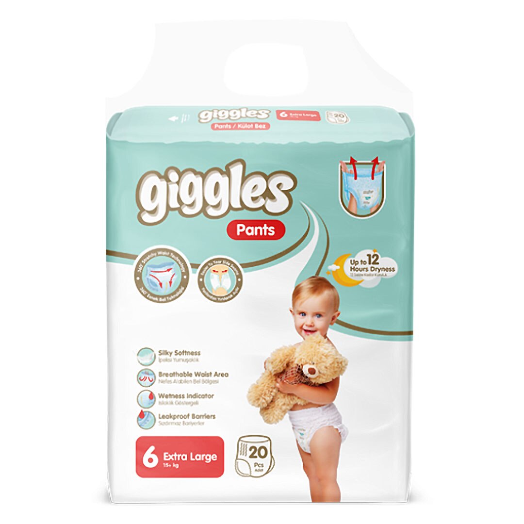 Scutece-chilotel Giggles Pants, marimea 6 Junior+, 20 buc, 15+ kg