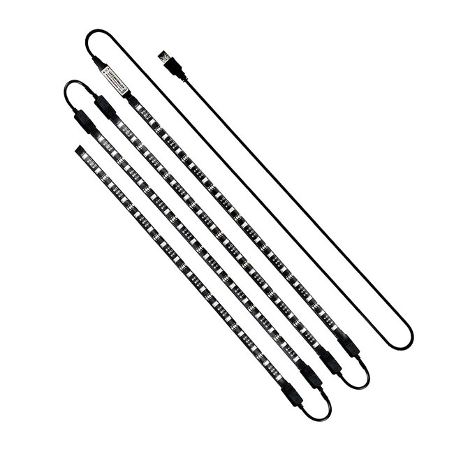 Set 4 benzi LED pentru iluminare ambientala TV cu telecomanda, RGB, 24-38”, USB, 5V