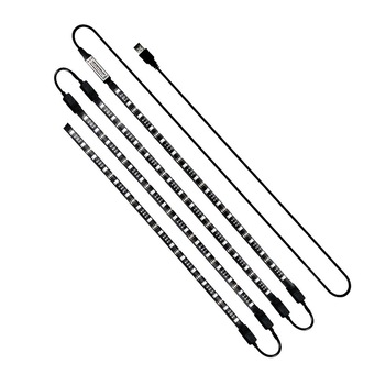 Set 4 benzi LED pentru iluminare ambientala TV cu telecomanda, RGB, 24-38”, USB, 5V Set 4 benzi LED pentru iluminare ambientala TV cu telecomanda, RGB, 24-38”, USB, 5V