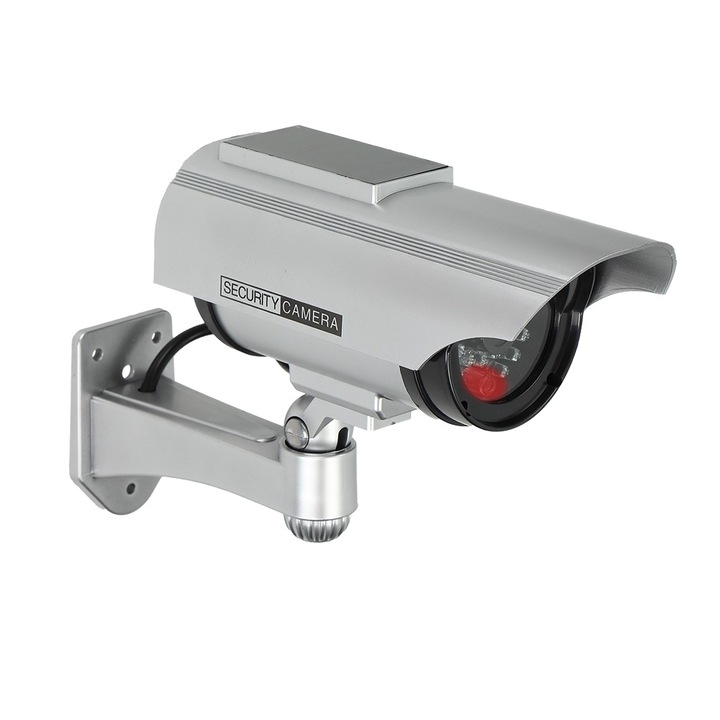 Camera supraveghere falsa CCTV VIRONE CD-2/G, 2 x AA, panou solar, gri