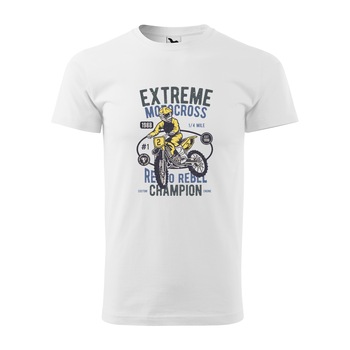 Tricou alb barbati, idee de cadou, pentru motociclisti enduro, Extreme Motocross Retro Rebel, marime XL