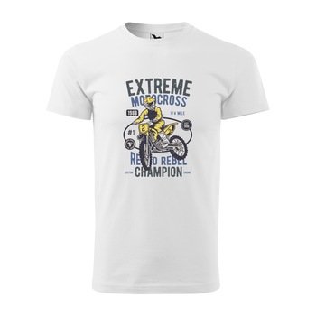 Tricou alb barbati, idee de cadou, pentru motociclisti enduro, Extreme Motocross Retro Rebel, marime L