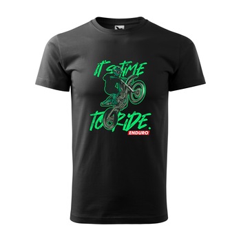 Tricou negru barbati, idee de cadou, pentru motociclisti enduro, Its Time to Ride Enduro, marime XS Tricou negru barbati, idee de cadou, pentru motociclisti enduro, Its Time to Ride Enduro, marime XS