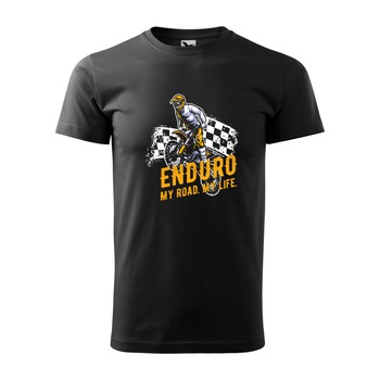 Tricou negru barbati, idee de cadou, pentru motociclisti enduro, Enduro My Road My Life, marime XS Tricou negru barbati, idee de cadou, pentru motociclisti enduro, Enduro My Road My Life, marime XS