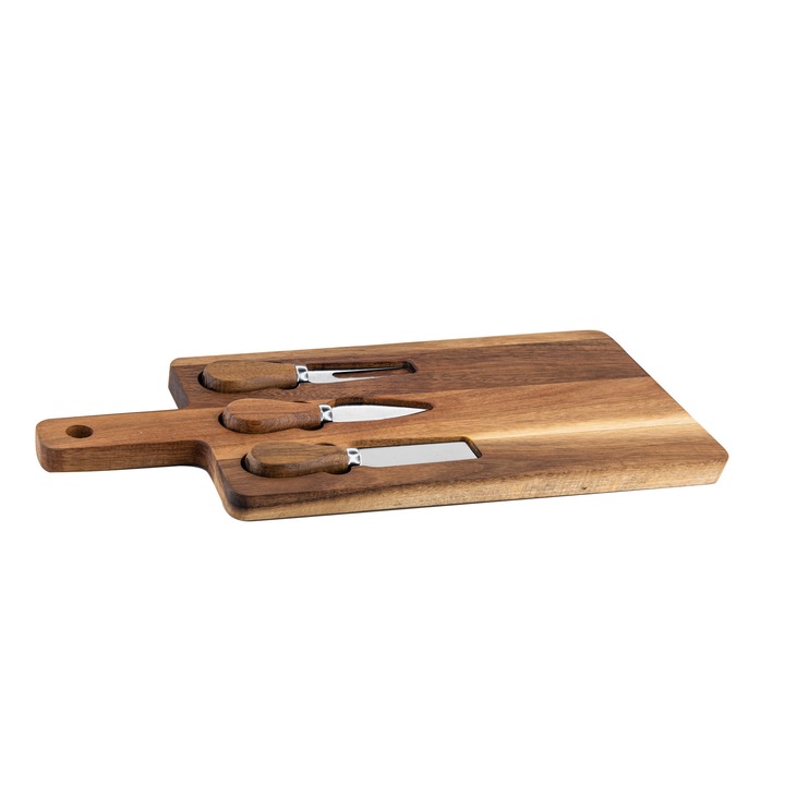 Set cutite pentru branza, Brio, 4 piese, Maro