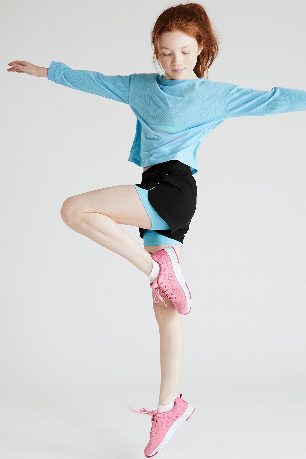 Marks & Spencer, Pantaloni scurti 2 in 1, fete, Negru/Albastru, Negru/Albastru