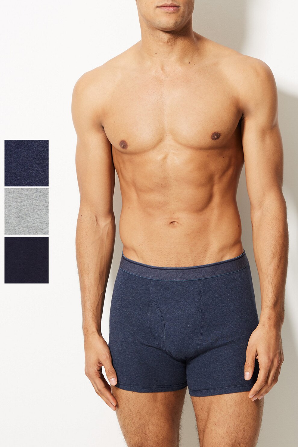 Marks & Spencer, Set de boxeri - 5 perechi, Bleumarin/Gri melange