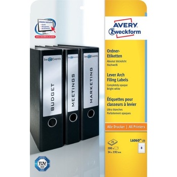 Etichete Avery Zweckform L6060-25, pentru biblioraft 8/A4, 34x192mm, alb, 25 coli/top Etichete Avery Zweckform L6060-25, pentru biblioraft 8/A4, 34x192mm, alb, 25 coli/top