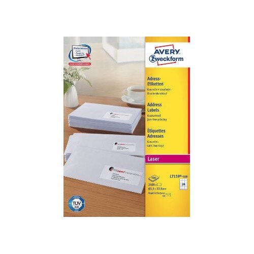 Etichete Avery Zweckform L7159-100, universale 24/A4, 63,5x33,9mm, 100 coli/top
