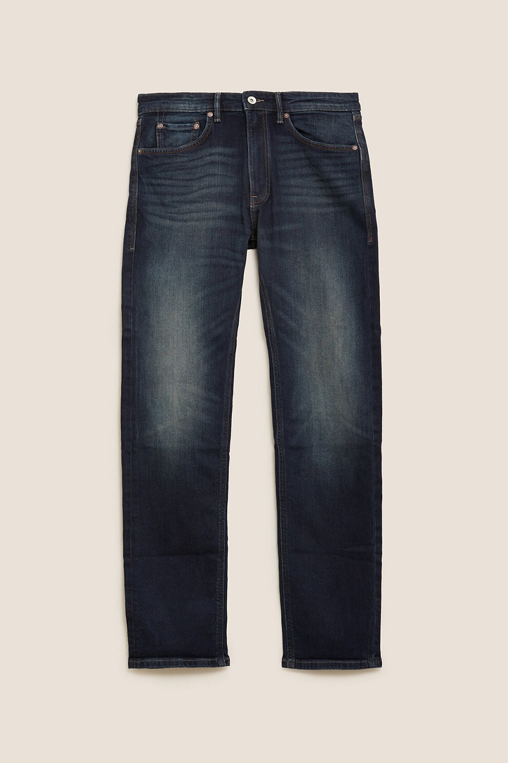 Marks & Spencer, Blugi cu croiala dreapta si aspect decolorat, Indigo