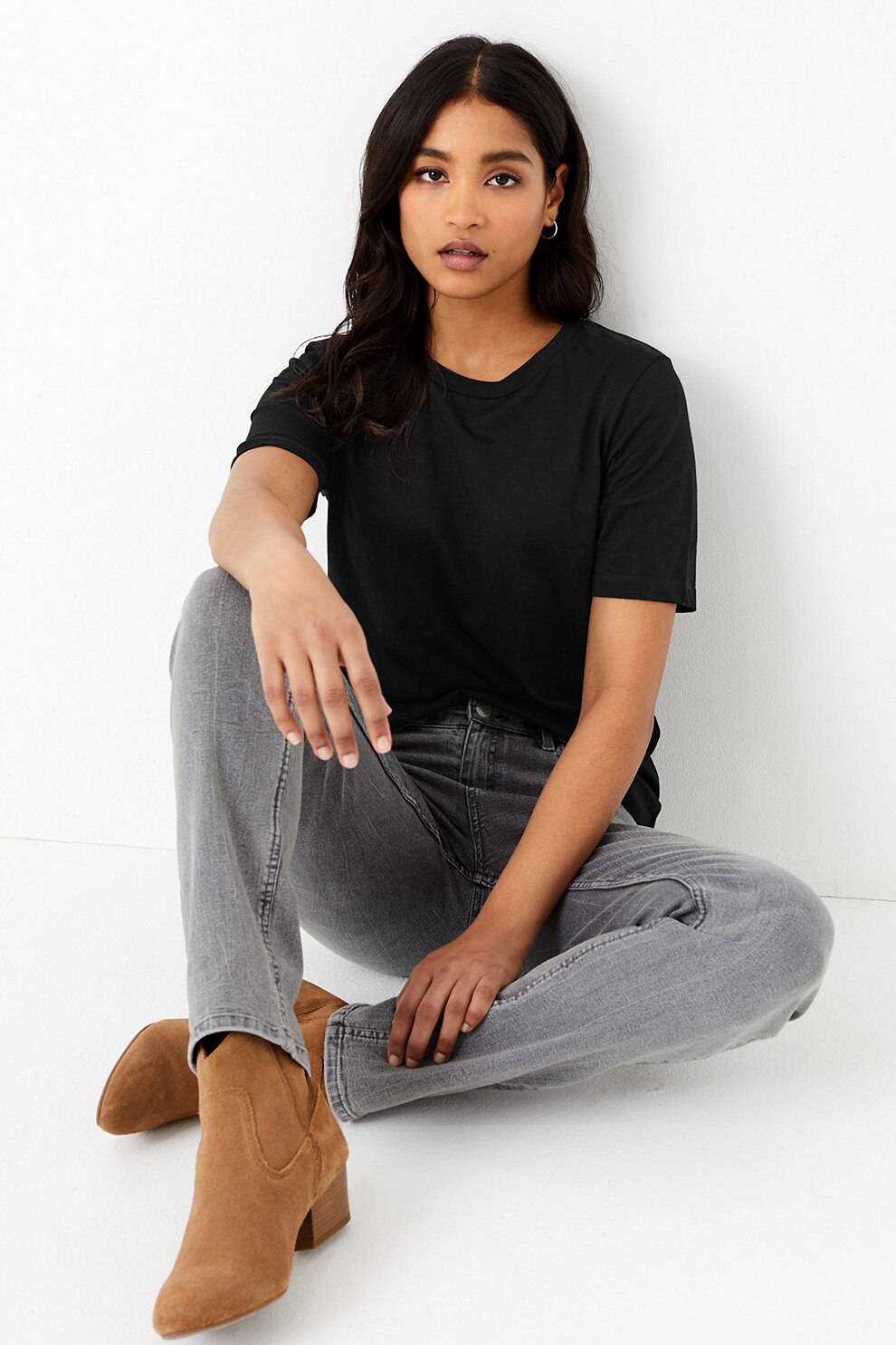 Marks & Spencer, Tricou straight fit cu decolteu la baza gatului, Negru