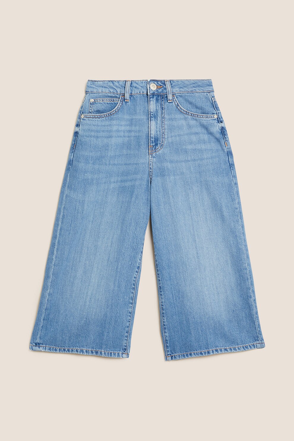 Marks & Spencer, Blugi cu croiala ampla si aspect decolorat, Albastru