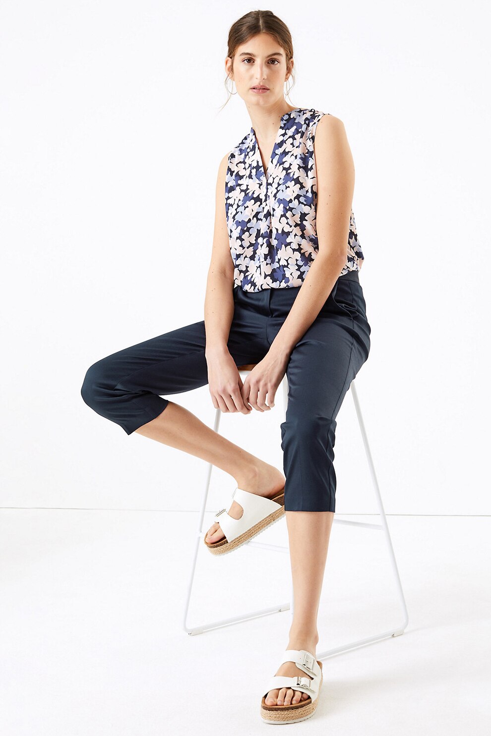 Marks & Spencer, Pantaloni eleganti cu buzunare laterale, Bleumarin inchis
