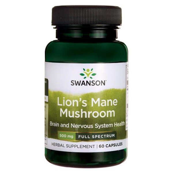 Supliment alimentar, Extract de Coama Leului (500 mg), Swanson Lion's Mane Mushroom - 60 capsule (60 doze)