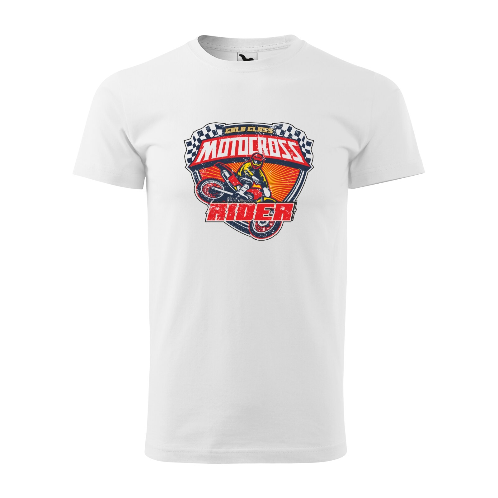 Tricou alb barbati, idee de cadou, pentru motociclisti enduro, Gold Class Motocross Rider, marime M