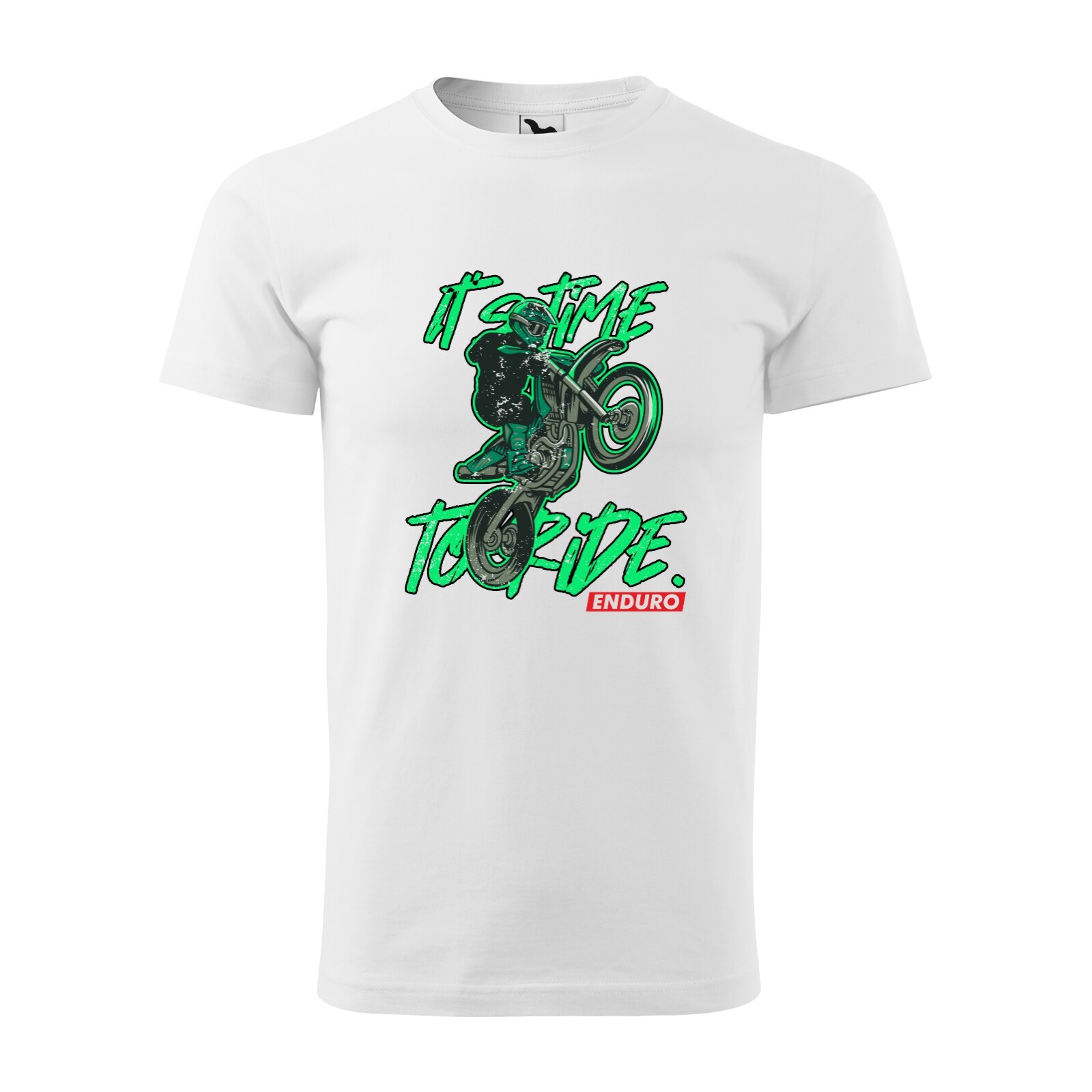 Tricou alb barbati, idee de cadou, pentru motociclisti enduro, Its Time to Ride Enduro, marime 2XL