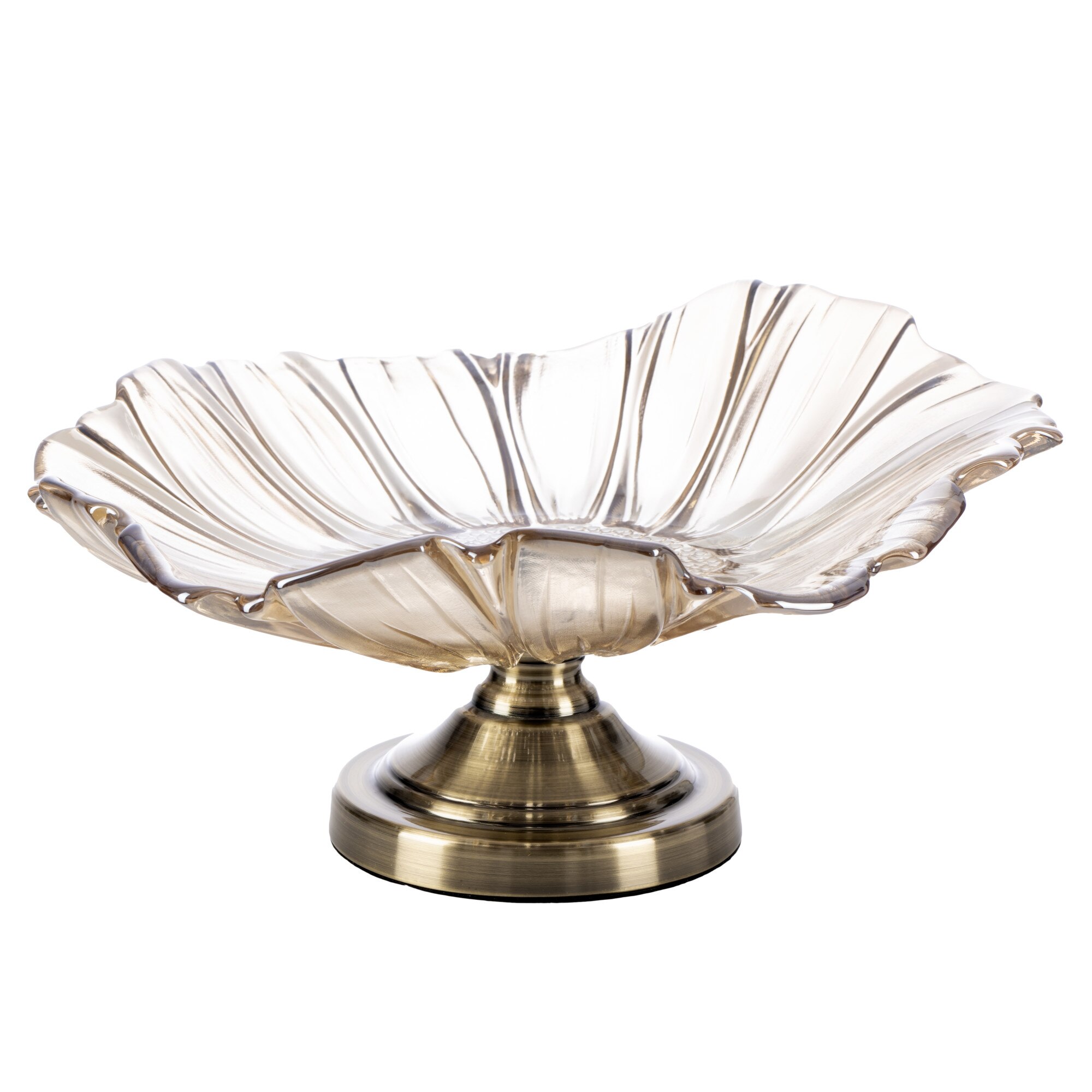 Fructiera 'Smoky II', 39 cm , realizata manual din sticla fumurie