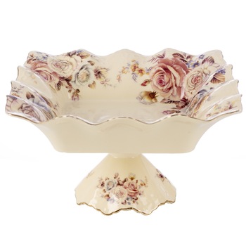 Fructiera 'Just Roses II', 29 cm, realizata manual din ceramica, cu elemente florale Fructiera 'Just Roses II', 29 cm, realizata manual din ceramica, cu elemente florale