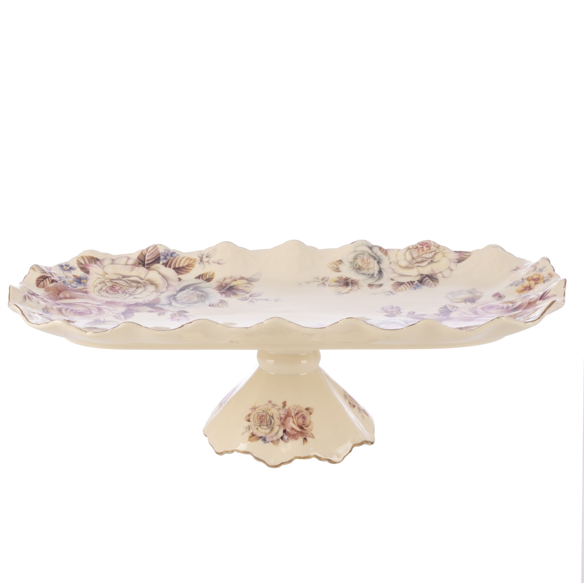 Fructiera 'Just Roses', 35.5 cm, realizata manual din ceramica, cu elemente florale