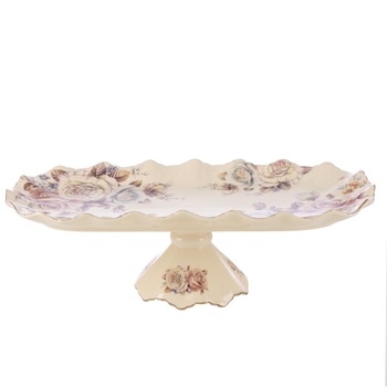 Fructiera 'Just Roses', 35.5 cm, realizata manual din ceramica, cu elemente florale Fructiera 'Just Roses', 35.5 cm, realizata manual din ceramica, cu elemente florale