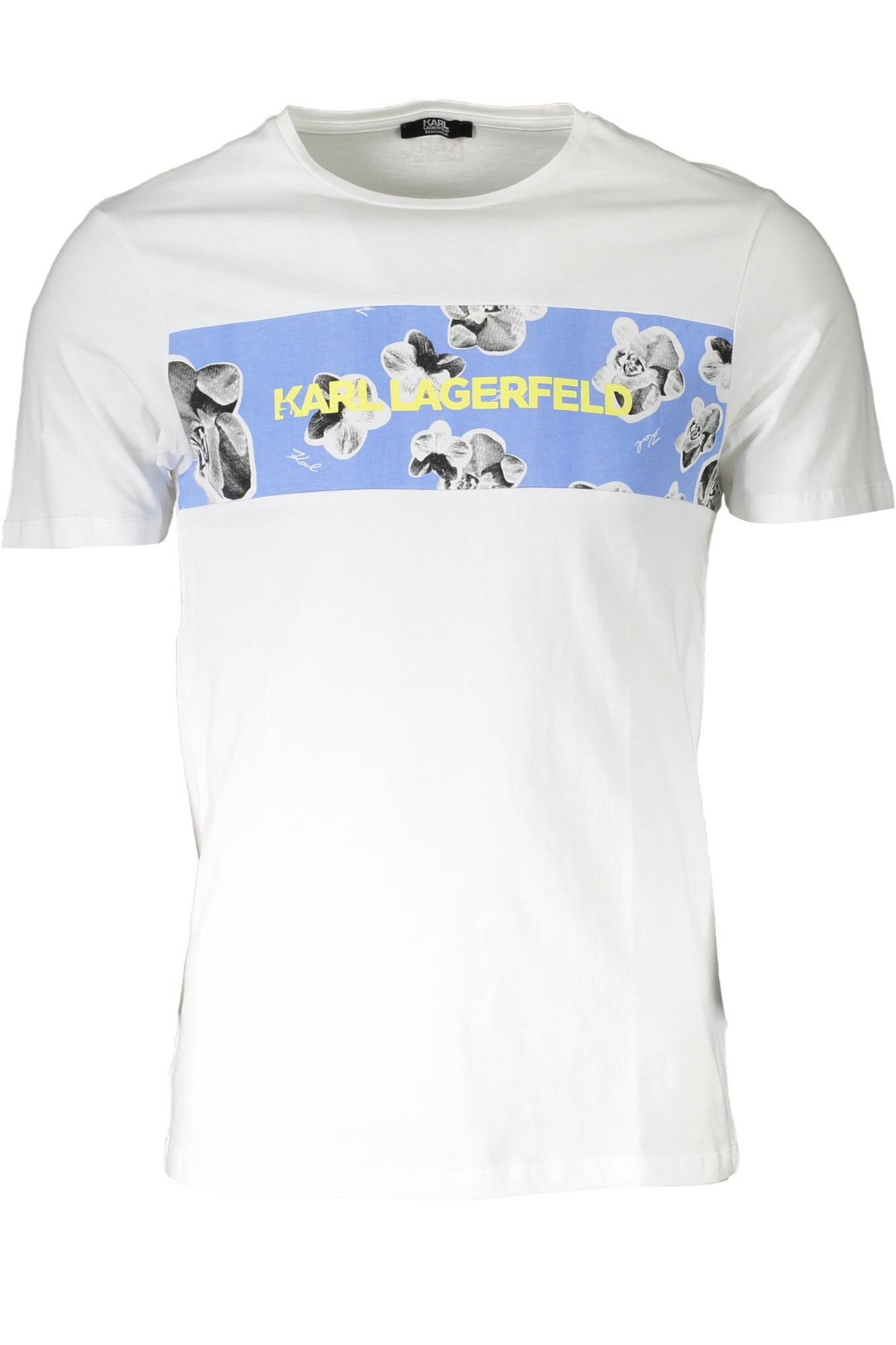 Tricou barbati cu imprimeu cu orhidee, Karl Lagerfeld, Alb