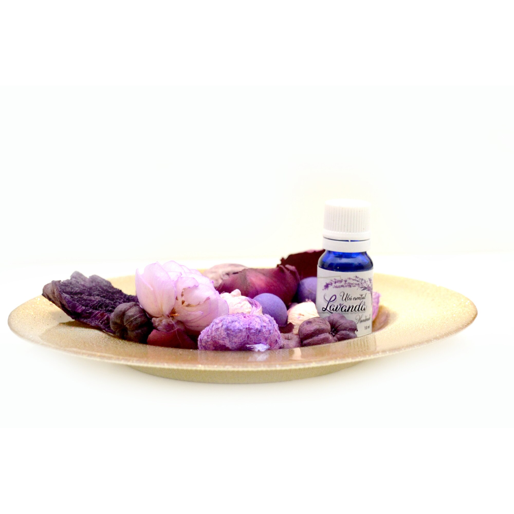 Set ulei esential lavanda 10 ml, natural, platou sticla auriu