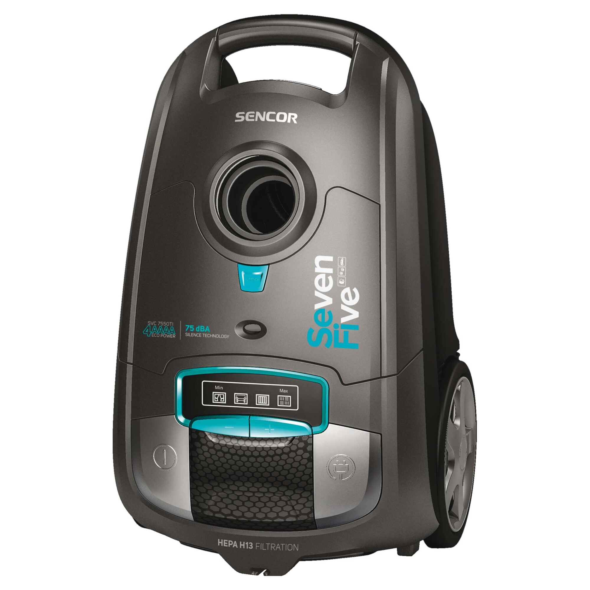 Aspirator cu sac Sencor SVC 7550TI, 750 W, capacitate sac 3.5 L, 75 dB, filtru HEPA H13, negru
