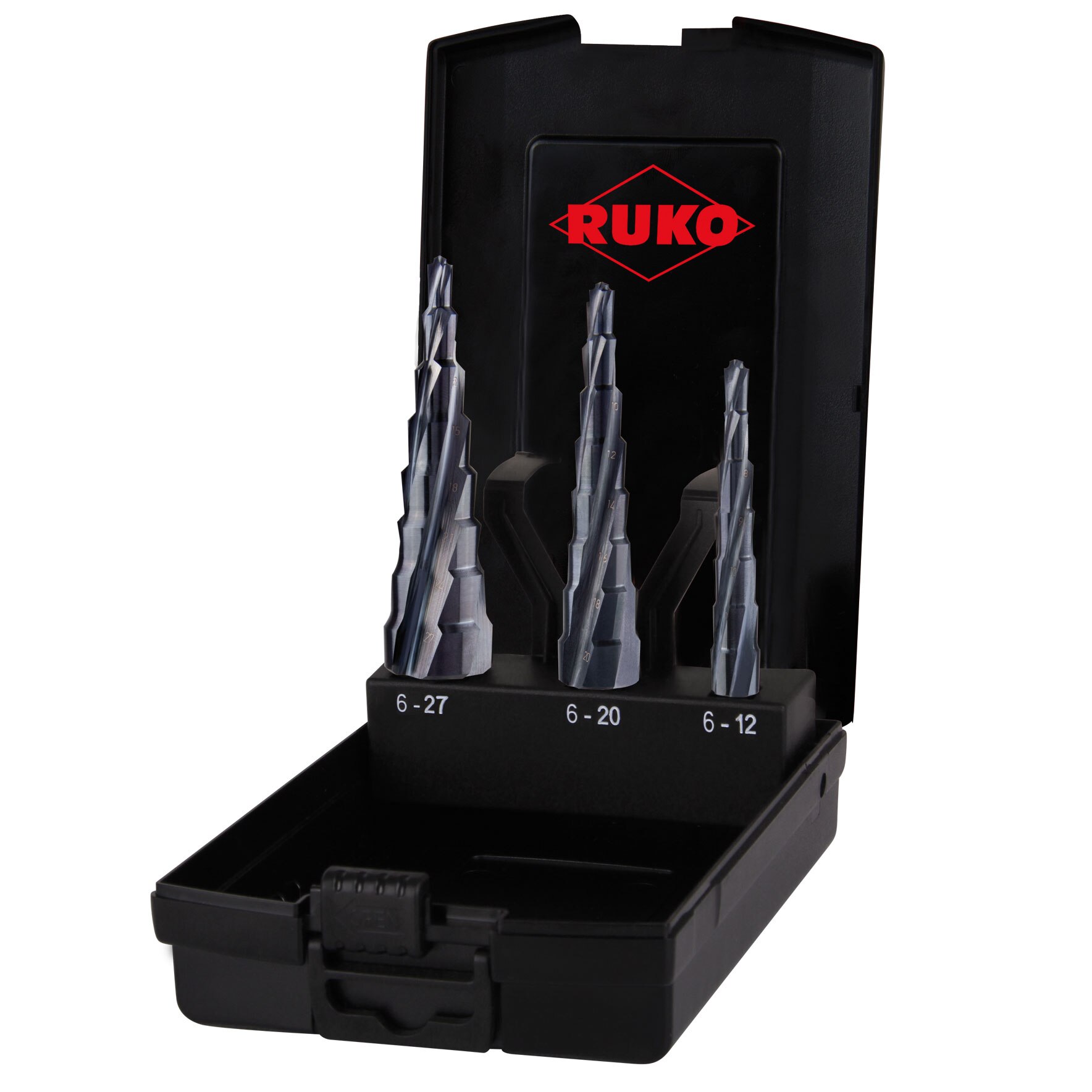 Set burghie cu trepte spiralate, RUKO ULTIMATECUT, HSS, 6 - 27 mm, 4 piese